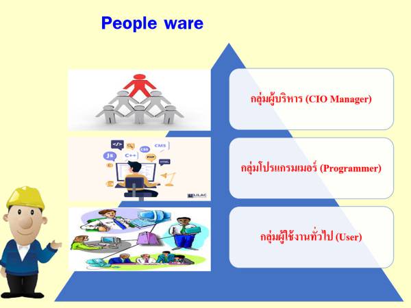 it องค์ประกอบเทคโนโลยีสารสนเทศ บุคคลากรในงานคอมพิวเตอร์ (People ware)