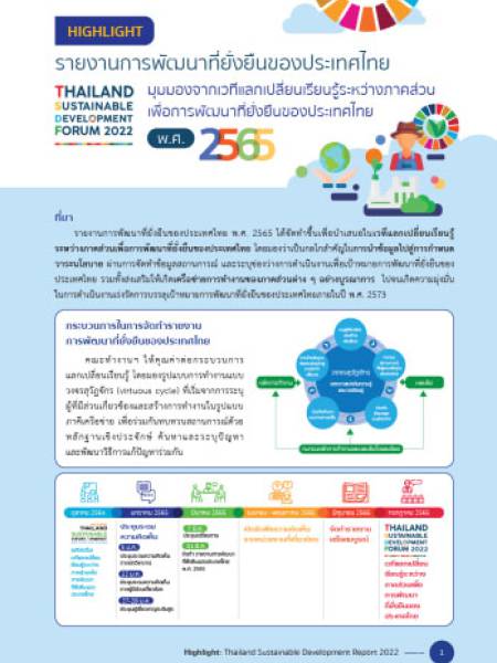 e-book รายงานการพัฒนาที่ยั่งยืนของประเทศไทย พ.ศ. 2565 Highlight 2022 สรุปรายงานฉบับรวบรัด