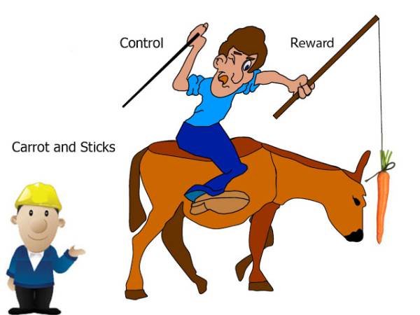 การใช้แรงจูงใจทางบวกและทางลบ (Carrot and Stick)