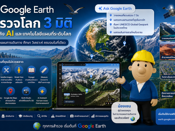 ge 001 Google Earth คืออะไร สำรวจโลก 3 มิติด้วย AI และเทคโนโลยีแผนที่ระดับโลก