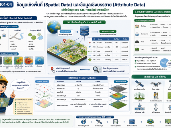 GIS101-04 ข้อมูลเชิงพื้นที่ (Spatial Data) และข้อมูลเชิงบรรยาย (Attribute Data)