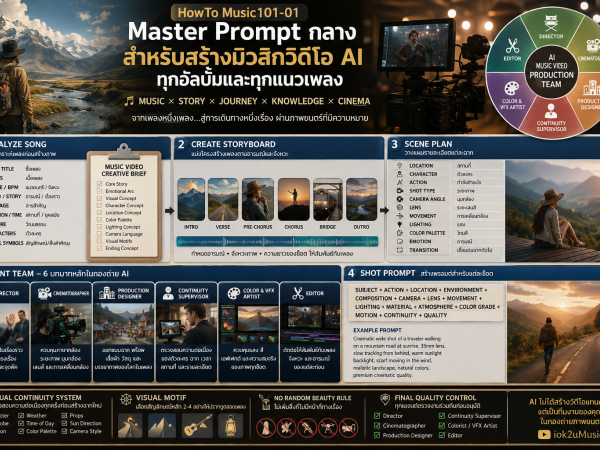 howto Master Prompt สำหรับสร้างมิวสิกวิดีโอ (music vdo) AI ทุกอัลบั้มและทุกแนวเพลง