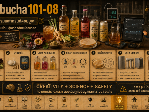 Kombucha101-08 นวัตกรรมและเทรนด์คอมบูชะ จากชาหมักพื้นบ้านสู่เครื่องดื่มแห่งอนาคต